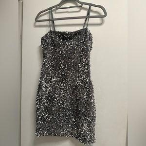 Silver sequin body on dress